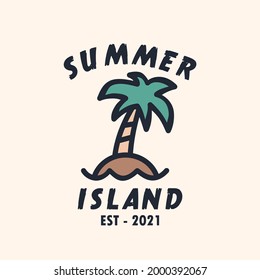 summer island vintage logo illustration