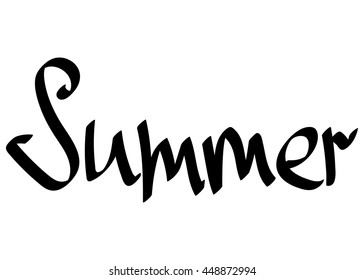 Summer, isolated calligraphy lettering, word design template for typography greeting and invitation card or t-shirt print, vector illustration