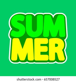 Summer, isolated sticker, word design template, vector illustration