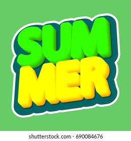 Summer, isolated sticker, word design template, vector illustration