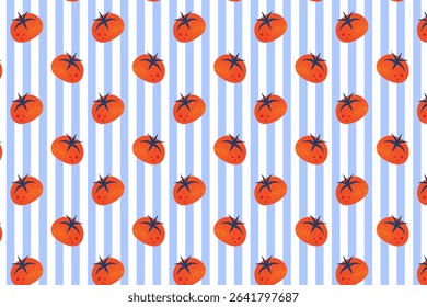 Summer italian tomatoes seamless pattern. Healthy veggie food vegetables