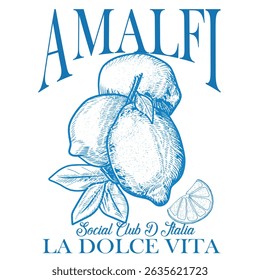 Verão. Itália. Amalfi. Ilustração vetorial do limão italiano mediterrâneo. poster limão.tema La Dolce Vita, ilustração vetorial.