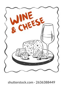 Summer Italy la dolce vita vintage posters. Amalfi or Sicily of postage stamps of Italian Mediterranean with wine and cheese. Retro frame border. Vector illustration ink doodle sketch style
