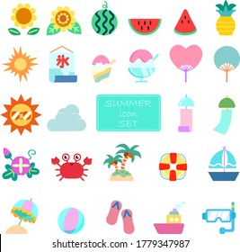 Summer item icon illustration set