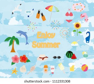 Summer item icon set