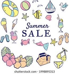 
Summer item vector illustration set