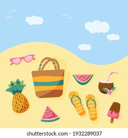 objetos de verano en la playa