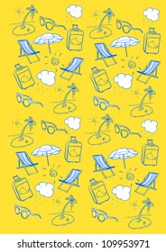 Summer items on a yellow background