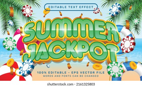 Summer Jackpot 3d Editable Text Effect And Sea Landscape Background