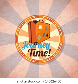 Summer journey suitcase with labels. Vector