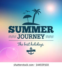 Summer journey vector text typography vintage poster isolated from background.