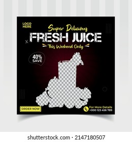 Summer Juice Drink Design Concept Social Media Banner Or Instagram Post Design Template