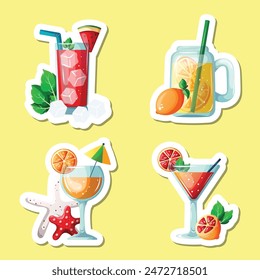 conjunto de ilustración de variación de zumo de verano