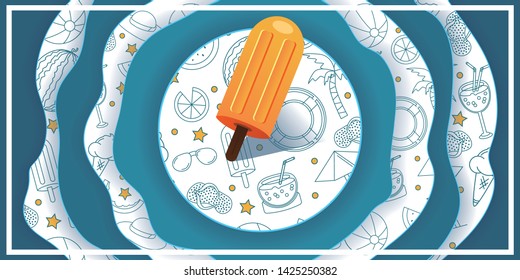 Summer juicy abstract vector background design with icons. Quality vector illustration for poster, banner, flyer, website or greeting card