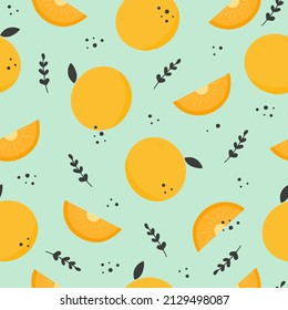 Summer juicy tropical seamless pattern with oranges
