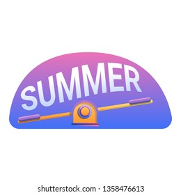 Summer kid seesaw bar logo. Cartoon of summer kid seesaw bar vector logo for web design isolated on white background