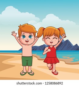 Summer kids cartoon