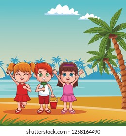 Summer kids cartoon
