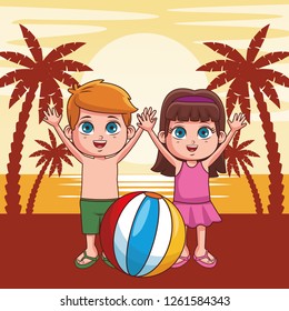 Summer kids cartoon