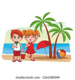 Summer kids cartoon