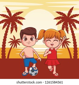 Summer kids cartoon