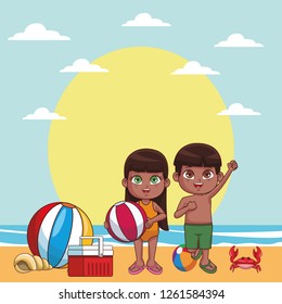 Summer kids cartoon