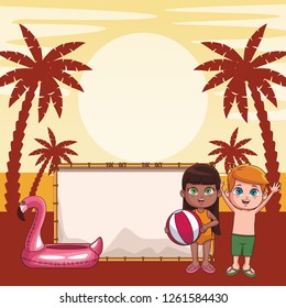 Summer kids cartoon