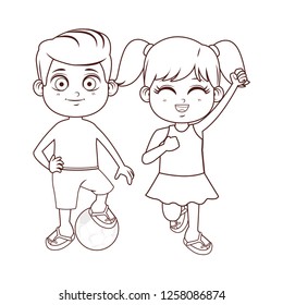 Summer kids cartoon black and white