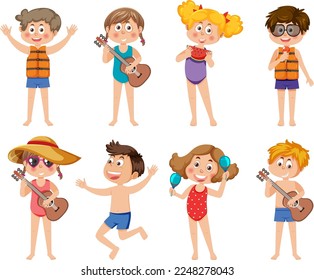 Dibujo de personajes de los niños de verano