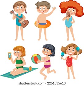 Dibujo de personajes de los niños de verano