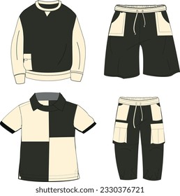 summer kids template 
sweat shirt , polo t shirt , cargo pants , short 