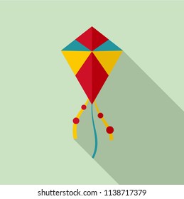 Summer kite icon. Flat illustration of summer kite vector icon for web design