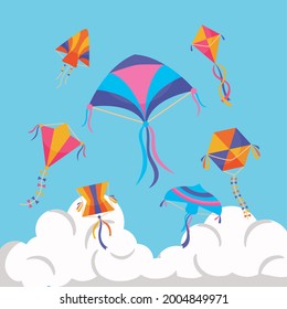 summer kites with cloud at sky