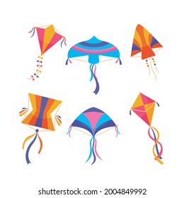 summer kites icon set on white background