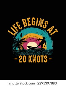 Summer Kitesurfing T-shirt Design Life Begins at 20 Knots