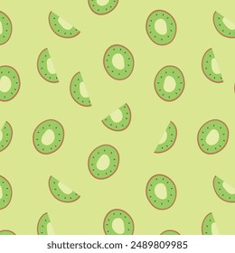 Summer kiwi patern in flat style. Art for backgrounds, fabric, prints, banner 