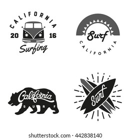 Summer label collection. Surfing retro badges.