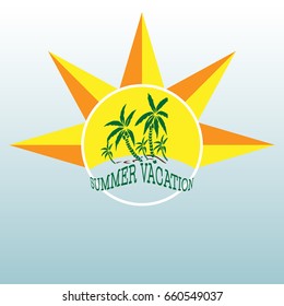 Summer label lettering typography vector illustration on light background. Vintage design elements, logos, labels, icons, objects and calligraphic designs. Summer holidays.