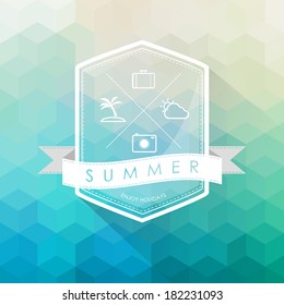 summer label on polygon abstract background vector