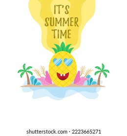 Summer label vector design illustration, hand drawn summer elements collection