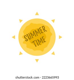 Summer label vector design illustration, hand drawn summer elements collection