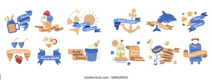 Etiqueta de verano Logotipo vectorial para banner, afiche, volante