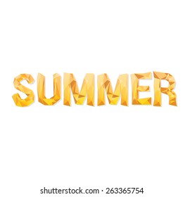 summer label. summer word in low poly style 