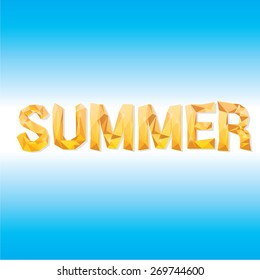 summer label. summer word in low poly style