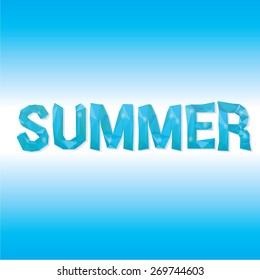 summer label. summer word in low poly style
