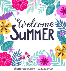 Summer labels, logos, hand drawn tags and elements. Card for summer holiday, travel, beach vacation, sun. Vector illustration.