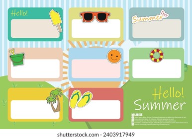 Summer Labels. Summer Notebook Labels. Pastel Name Labels.