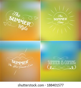 Summer labels retro elements calligraphic design