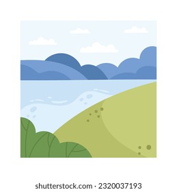 Ilustración del vector de fondo del paisaje del lago de verano