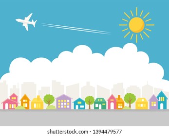 Summer land scape vector illustration.